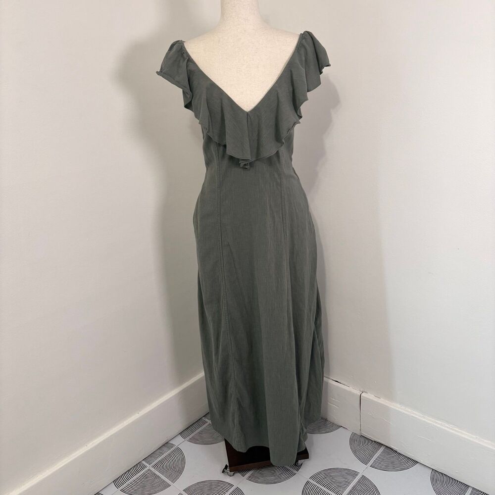 Universal Thread Green Ruffle V Neck Sleeveless Maxi Dress Sz S